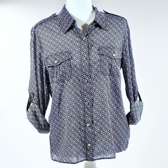 Tory Burch Tops - Tory Burch lightweight sheer pattern button down blouse M